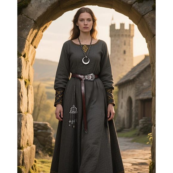 Viking Leather Belt With Detachable Hanging Waist Chain Renaissance Larp🙊 - Picture 3 of 9